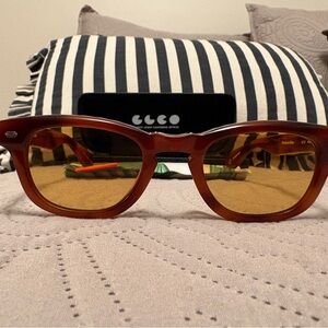 Garrett Leight Brown Sunglasses with Golden Lenses